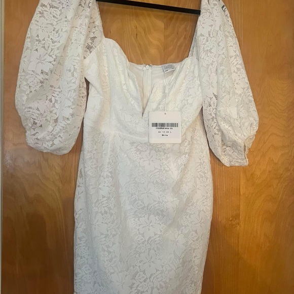 Selfie Leslie Mini White Puff Sleeve Dress - Picture 2 of 5